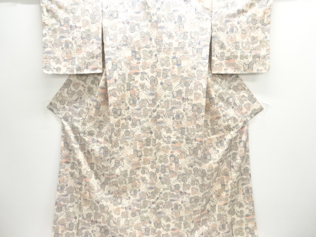 作家物　草木染葵祭模様小紋着物